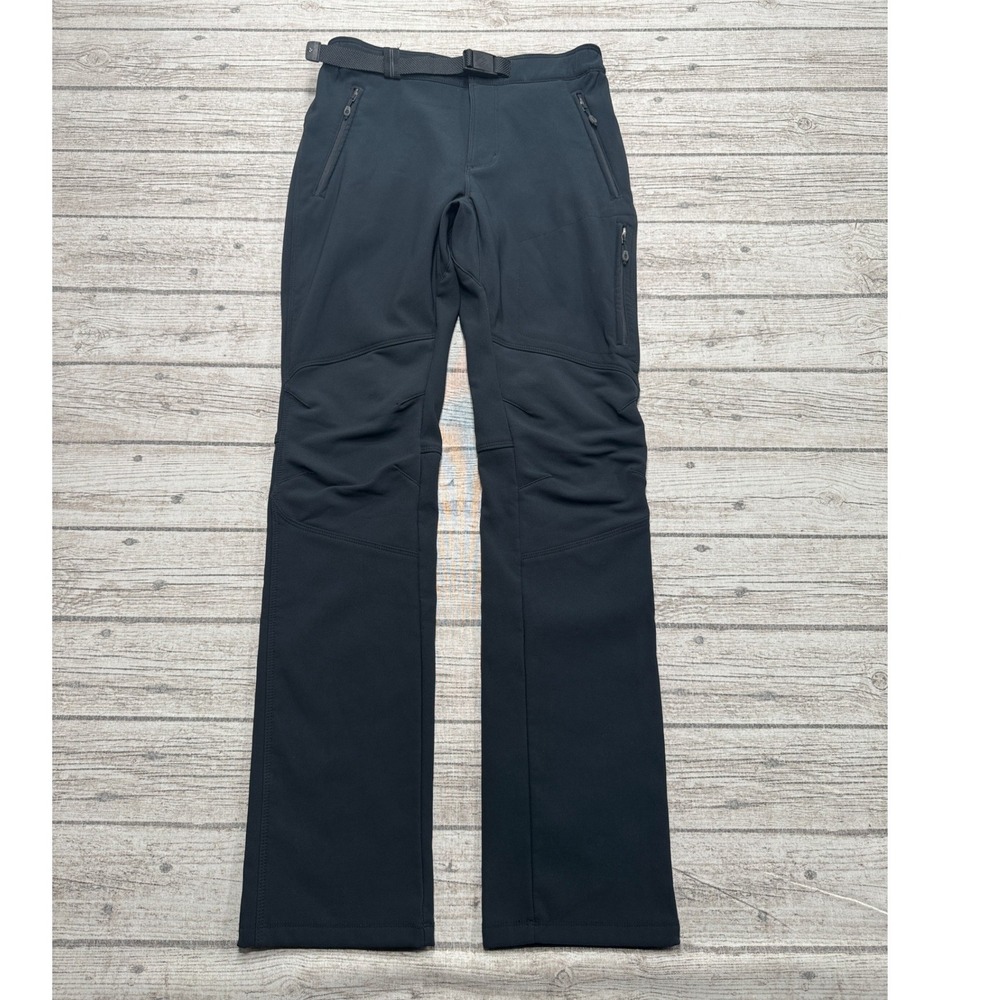 Columbia Pants Mens 30x32 Black Softshell Omni-Shield Belted Straight Leg Hiking